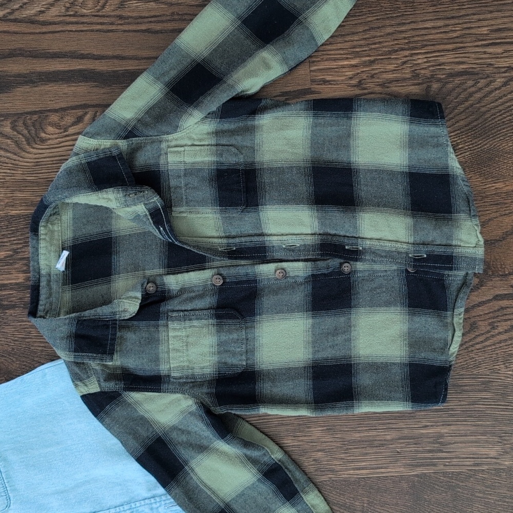 Bundle: 5T Plaid and 4T Denim Kids Shirts - Picture 2 of 3
